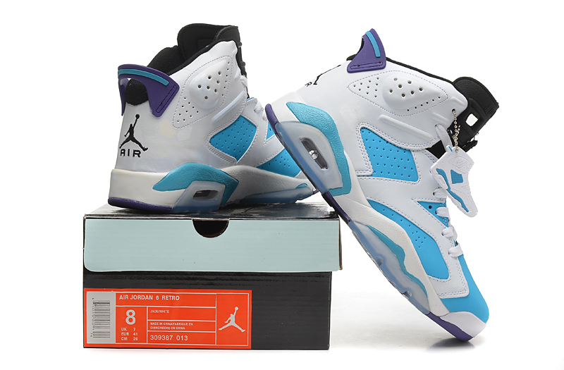 Air Jordan 6 White Blue Black Shoes - Click Image to Close