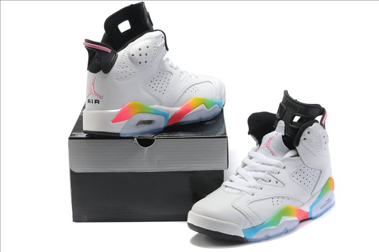 Air Jordan 6 White Colorful Black For Women - Click Image to Close