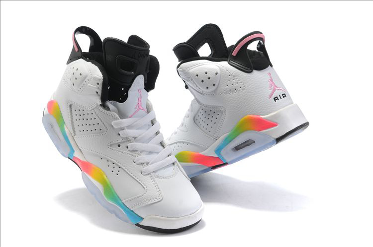 Air Jordan 6 White Colorful Black For Women - Click Image to Close