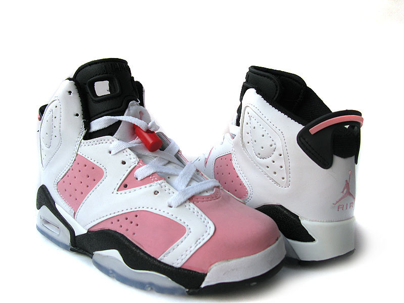 Air Jordan 6 White White Pink Black For Women - Click Image to Close