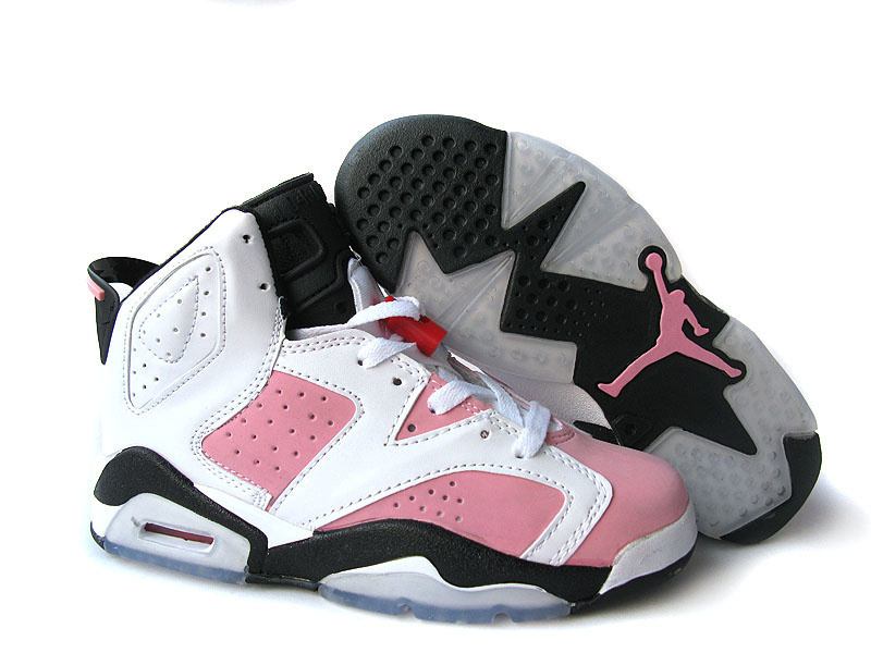 Air Jordan 6 White White Pink Black For Women - Click Image to Close