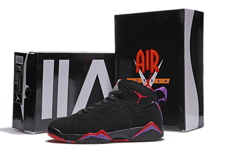 Air Jordan 7 Duplicate Dardk Black Red Shoes - Click Image to Close