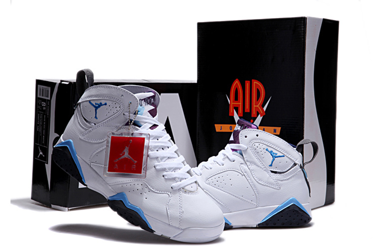 Air Jordan 7 Duplicate White Black Blue Shoes