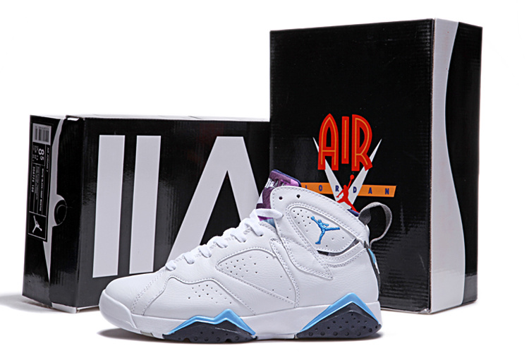 Air Jordan 7 Duplicate White Black Blue Shoes