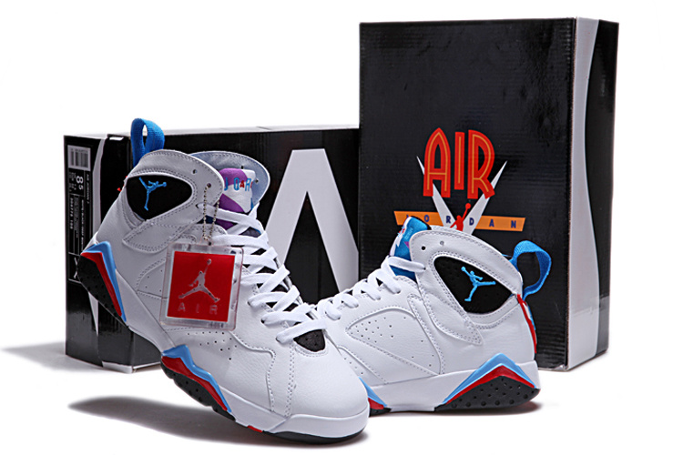 Air Jordan 7 Duplicate White Black Red Blue Shoes - Click Image to Close