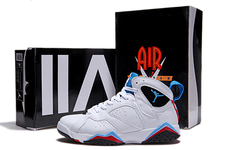 Air Jordan 7 Duplicate White Black Red Blue Shoes - Click Image to Close