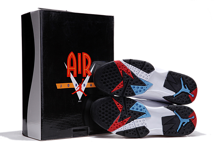 Air Jordan 7 Duplicate White Black Red Blue Shoes - Click Image to Close