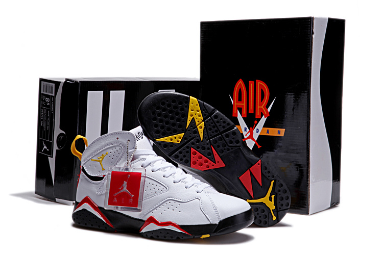 Air Jordan 7 Duplicate White Black Red Shoes - Click Image to Close