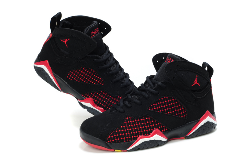 Air Jordan 7 Embroided Black Red For Women - Click Image to Close