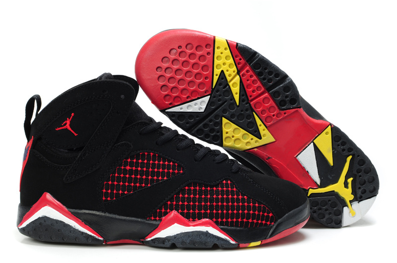 Air Jordan 7 Embroided Black Red For Women - Click Image to Close