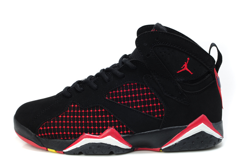 Air Jordan 7 Embroided Black Red For Women - Click Image to Close