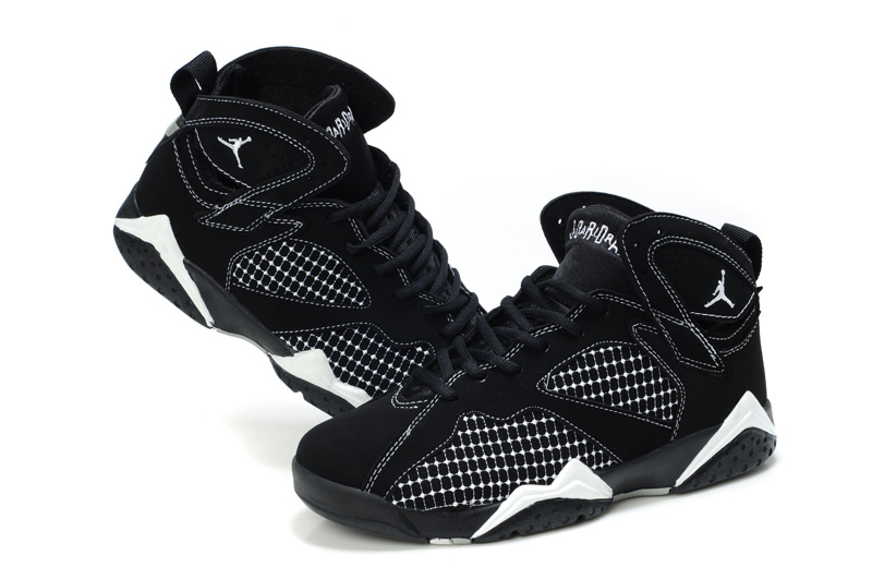 Air Jordan 7 Embroided Black White For Women - Click Image to Close