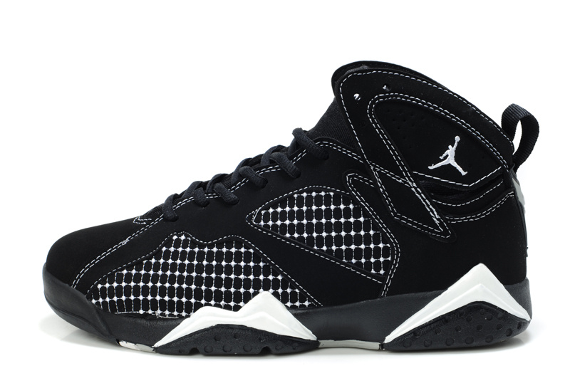 Air Jordan 7 Embroided Black White For Women - Click Image to Close