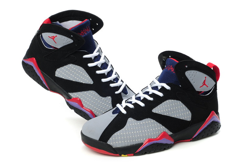 Air Jordan 7 Embroided Grey Black Red For Women