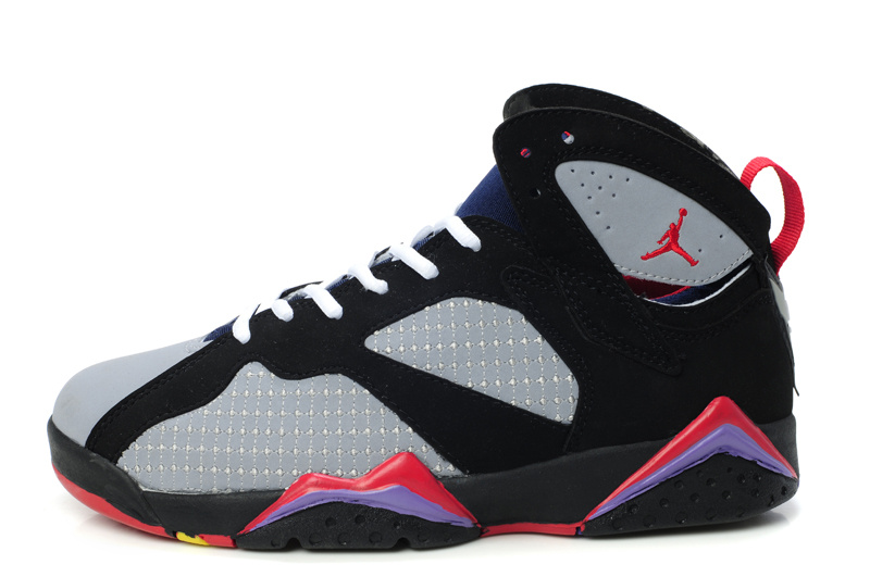 Air Jordan 7 Embroided Grey Black Red For Women - Click Image to Close