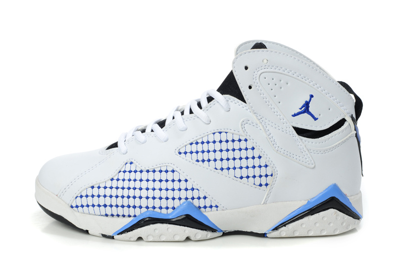 Air Jordan 7 Embroided White Blue For Women - Click Image to Close