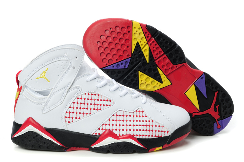 Air Jordan 7 Embroided White Red Yellow For Women