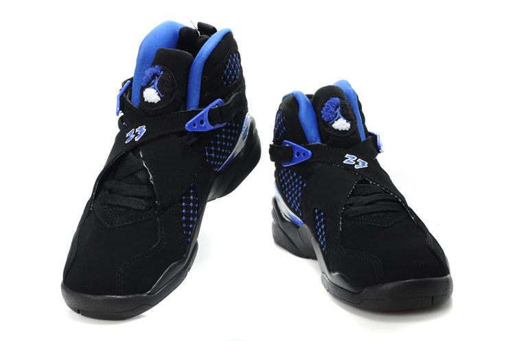 Comfortable Air Jordan 8 Black Blue For Kids - Click Image to Close