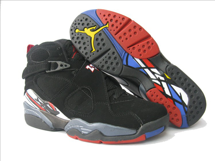 Air Jordan 8 Black Grey Red For Women - Click Image to Close