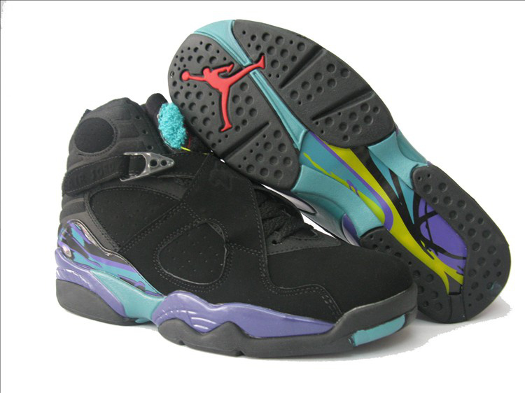 Air Jordan 8 Black Purple For Women - Click Image to Close