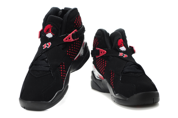 Comfortable Air Jordan 8 Black Red For Kids - Click Image to Close