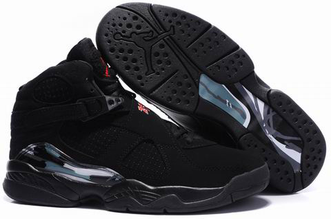 Air Jordan 8 Embroider All Black Shoes - Click Image to Close