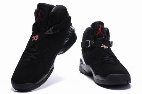 Air Jordan 8 Embroider All Black Shoes - Click Image to Close