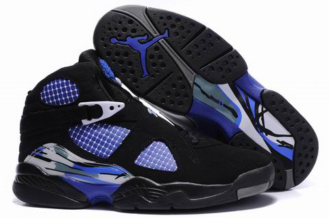 Air Jordan 8 Embroider Black Blue Shoes