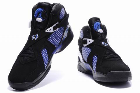 Air Jordan 8 Embroider Black Blue Shoes - Click Image to Close