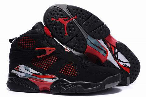 Air Jordan 8 Embroider Black Red Shoes