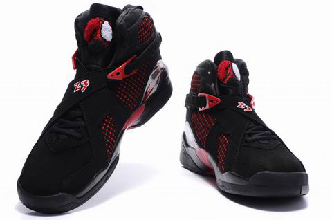 Air Jordan 8 Embroider Black Red Shoes - Click Image to Close