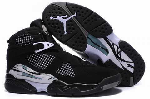 Air Jordan 8 Embroider Black White Shoes - Click Image to Close