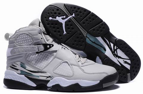 Air Jordan 8 Embroider Grey Black Shoes