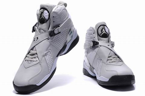 Air Jordan 8 Embroider Grey Black Shoes - Click Image to Close