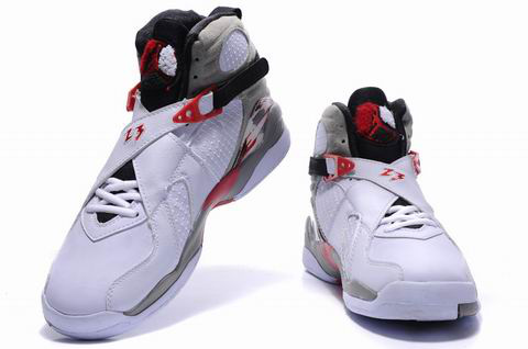 Air Jordan 8 Embroider White Grey Red Shoes - Click Image to Close