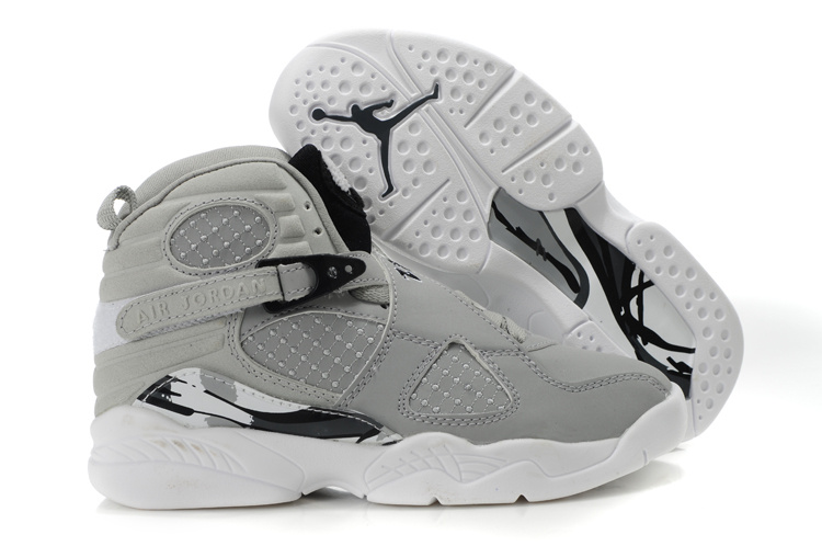 Comfortable Air Jordan 8 Grey White For Kids