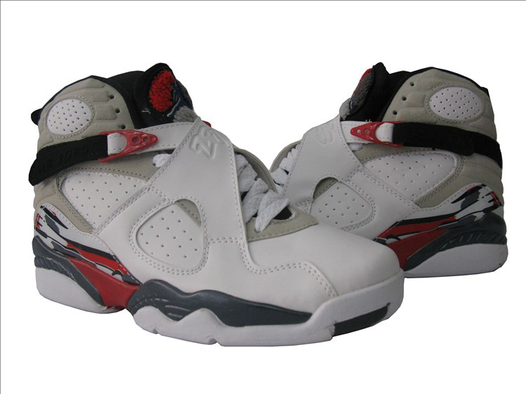 Air Jordan 8 White Grey Red For Women - Click Image to Close