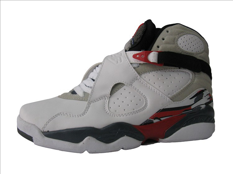 Air Jordan 8 White Grey Red For Women - Click Image to Close