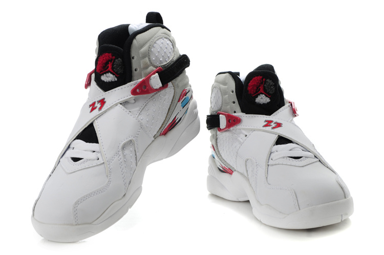 Comfortable Air Jordan 8 White Red For Kids - Click Image to Close
