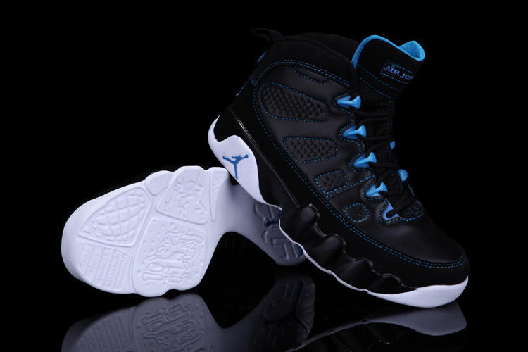 Air Jordan 9 Black Blue White For Kids - Click Image to Close