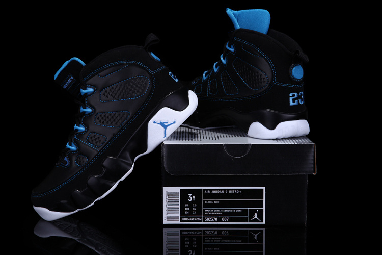 Air Jordan 9 Black Blue White For Kids