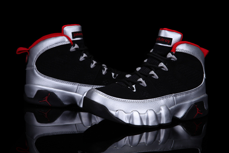 Air Jordan 9 Black Silver Red For Kids - Click Image to Close