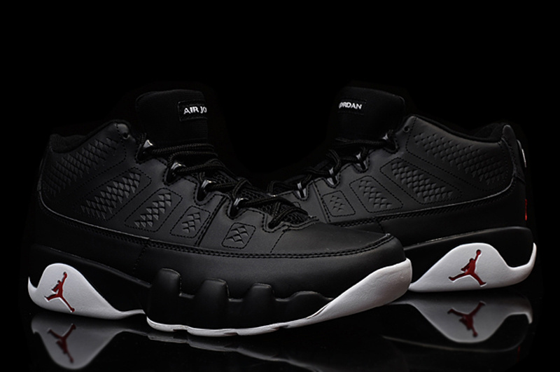 Mens Air Jordan Retro 9 Black White Red shoes