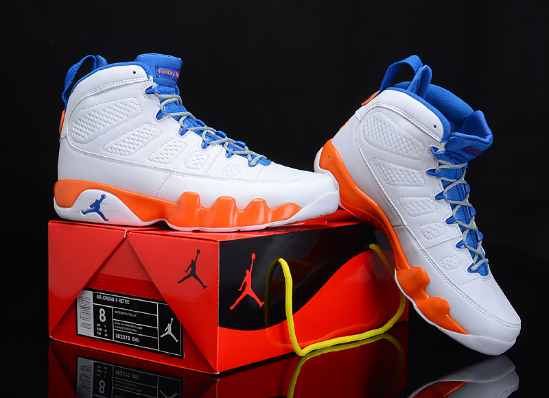 2012 Air Jordan 9 Reissue White Blue Orange Shoes - Click Image to Close