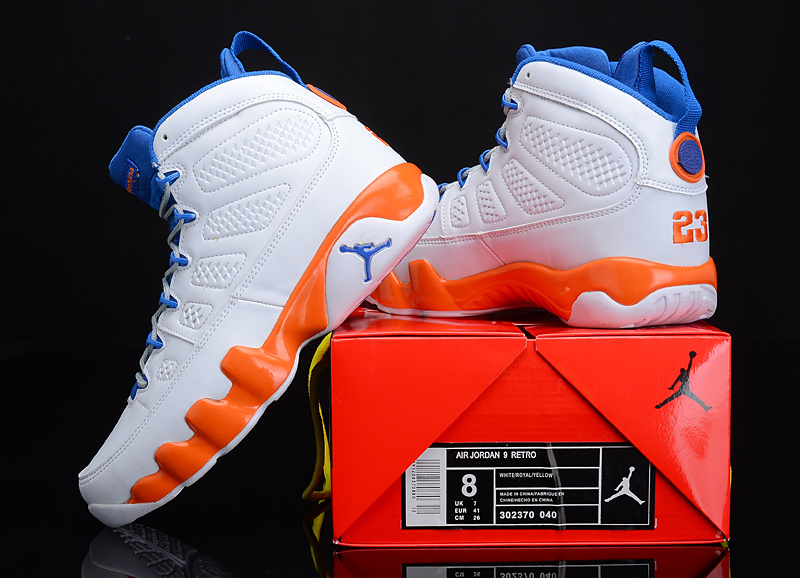 2012 Air Jordan 9 Reissue White Blue Orange Shoes - Click Image to Close