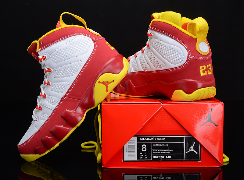 2012 Air Jordan 9 Reissue White Red Yellow Shoes - Click Image to Close