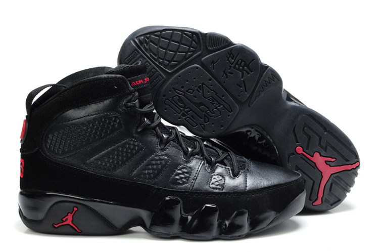 Air Jordan 9 Suede Dark Black Red Shoes