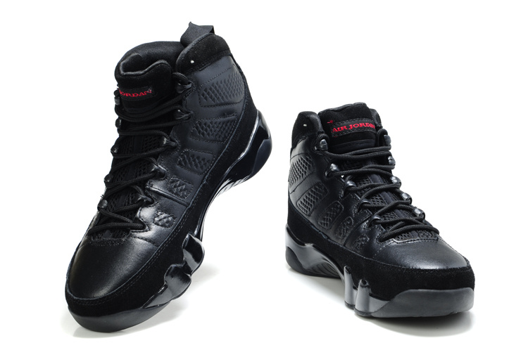Air Jordan 9 Suede Dark Black Red Shoes - Click Image to Close