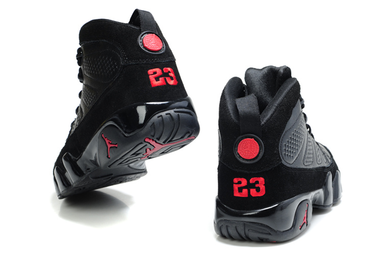 Air Jordan 9 Suede Dark Black Red Shoes - Click Image to Close