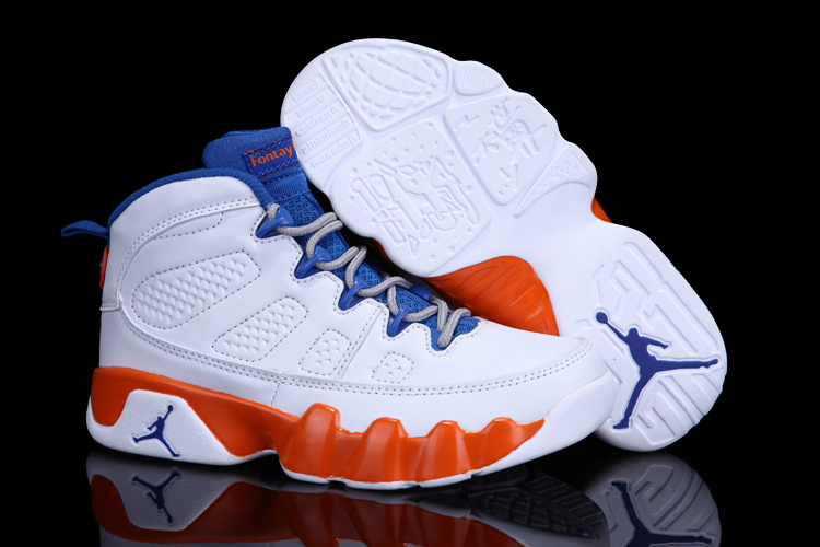 Air Jordan 9 White Blue Orange For Kids